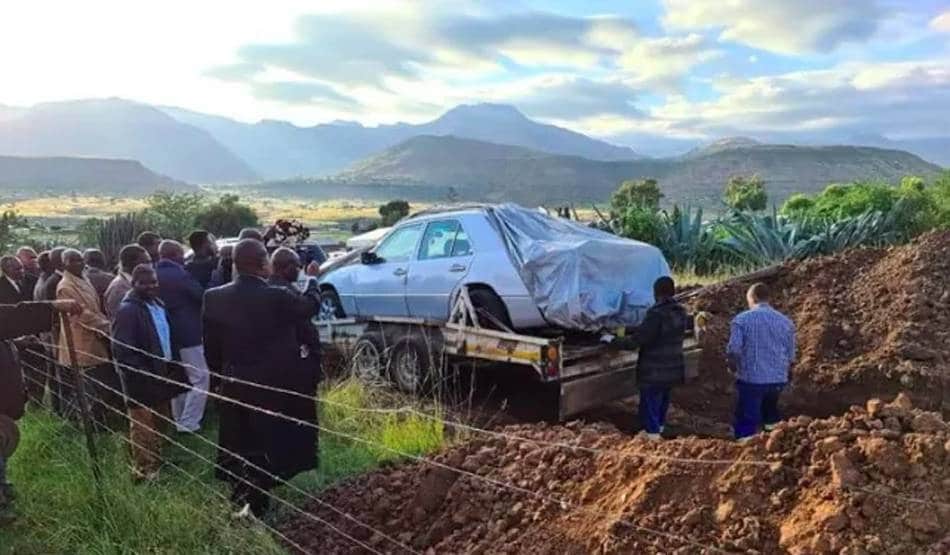 Funeral of Leader in a Luxury Car sitting on Driving Seat