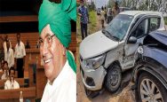 Former-Haryana-CM-om-prakash-chautala-escapes-unhurt-in-car-accident-in-gurgaon